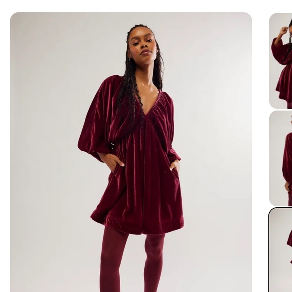 Free People Portia Velvet Dress Sz Small. DeepV - Picture 1 of 6